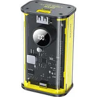 WEKOME WP-345 Série Vanguard - Powerbank 10000 mAh, charge rapide avec câble USB-C et Lightning PD 20 W intégré + QC 22,5 W (jaune)