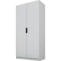 PAWS MÖBEL Armoire basculante Gris 100x52x200 cm, armoire ouverte à deux portes sans miroir, avec étagères et cintres