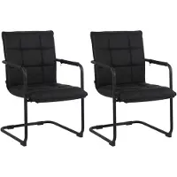 CLP , ensemble de 2 chaises Gandia, en véritable cuir, avec accoudoirs, couleur noire, structure noire