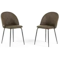 Idea New Garden Srl Lot de 2 chaises de salle à manger en similicuir, rembourrées avec pieds en métal, chaises modernes pour cuisine, salle à manger, bar et restaurants SARA - Vert/gris foncé