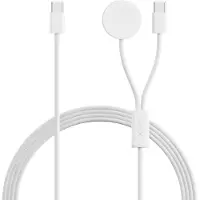 XLayer Câble 2 en 1 finement tissé avec USB Type C & Apple Watch Charger 1.5 m Blanc (1.50 m, USB 2.0, 100 W)