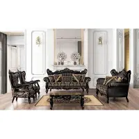 AEA Meubles baroques noirs Ensemble de canapés Canapé Meubles rembourrés Table 5pcs