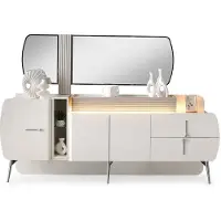 AEA Luxe Buffet Armoire Miroir Blanc Bois Commode Moderne