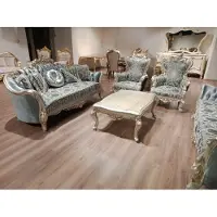 AEA Canapé Canapé Meuble Set Garniture 3+1+1 Table basse Argent Baroque Rococo