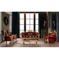 AEA Bordeaux Rouge Ensemble de canapés Couch Gold Classic Furniture Table 5pcs.
