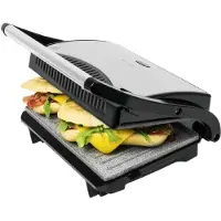 Cecotec Barbecue électrique avec grille Rock’n Grill. 700 W, surface 23 × 14,5 cm, revêtement antiadhésif RockStone, sans PTFE ni PFOA