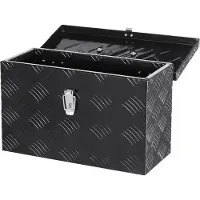 Vevor Boîte à outils en aluminium robuste pour camionnette, 16 po x 7,5 po x 10 po, pour camionnette ou véhicule récréatif, noire