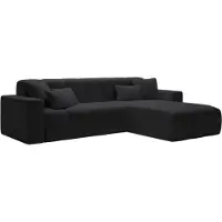 Emporius Furniture Canapé d'angle moderne Miral - Canapé d'angle en L, canapé 265 cm avec tissu velours, mousse souple - ottomane à droite, canapé d'angle noir (Komodo 23)