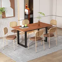 Sweiko lot de 6 chaises de salle à manger, chaise de loisir moderne et simple avec quatre pieds de support en métal, chaise de loisir en rotin, marron
