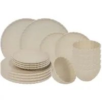 Cookinglife Service de vaisselle Cardida Beige 18 pièces / 6 personnes - 6 assiettes plates, 6 assiettes à dessert et 6 bols