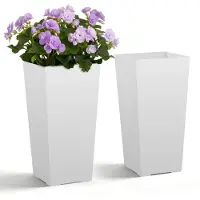 Vevor Jardinière Haute Lot de 2 Pot de Fleur Haut 55 cm pour Plantes Intérieur Extérieur Porche Entrée Terrasse Jardin