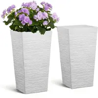 Vevor Jardinière Haute Lot de 2 Pot de Fleur Haut 58 cm pour Plantes Intérieur Extérieur Entrée Terrasse Jardin