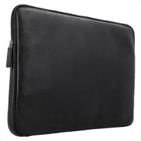 Accezz Pochette ordinateur Leather avec fermeture éclair 15-16 pouces - Noir