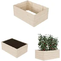 QLS Lit surélevé 120x80x48 cm en bois pour légumes herbes Empilable Déco 11170