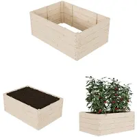 QLS Lit surélevé 120x80x48 cm en bois pour planter des légumes et des herbes Empilable 11168