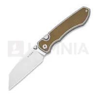 Kizer Cutlery Couteau pliant Wharning S45VN, Gray Aluminum & Brown Norplex UltreX, Satin