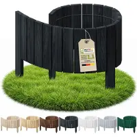 Pemicont Floranica Bordure de pelouse bois 100 x 10 cm, Noir – bord droit, bordure d'allée, rouleau de pin