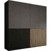 3Xeliving Armoire, noir graphite / chêne wotan, 2 x 100 x 200 x 51 cm