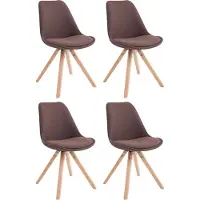 BellaFurn Set de quatre chaises visiteurs en tissu - chaises hôte - excellent confort d'assise | Couleur : brun | Couleur des vêtements : naturel