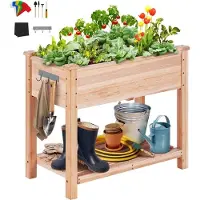 StarTech.com Jardinière en bois surélevée avec étagère Bac à fleurs - capacité de charge 75kg - jardin jardinière terrasses - potager jardinière - 86x46x76cm - idéal pour légumes fruits herbes aromatiques.