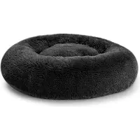 POOM Lit pour chien SD - Coussin beignet moelleux en peluche longue, lit pour chat et chien lavable en différentes tailles (XL ?110cm, gris foncé)