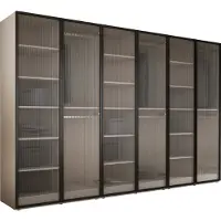 3Xeliving Manche à air, Platingrau / verre noir, 3 x 100 x 200 x 51 cm
