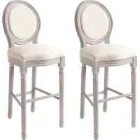 Prolenta Maison Exclusive - Lot de 2 tabourets de bar, lin blanc