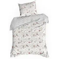 Eurofirany | Linge de lit - Parure de couette - blanc - rose - 140 x 200 cm - Parure de lit - en coton - à motifs floraux