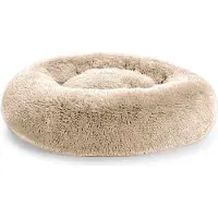 POOM Lit pour chien SD - Coussin beignet moelleux en peluche longue, lit pour chat et chien lavable en différentes tailles (M ?60cm, crème)