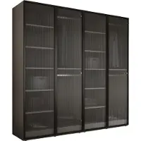 3Xeliving Armoire, gris platine / verre clair, 2 x 100 x 200 x 51 cm