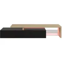 StarTech.com Meuble TV bas moderne - Meuble TV avec éclairage LED - 200 cm - Bois - Étagères en verre - Espace de rangement - Pour téléviseurs de 140 à 165 cm - Noir
