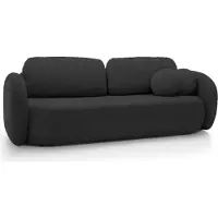 Domo DomoHome Canapé OLIO Canapé-lit avec coffre de lit, coussins décoratifs, fonction pliante, design scandinave, surface de couchage 142x200 cm, pieds noirs, Taille : 238x86x101cm, Couleur : GRAFIT