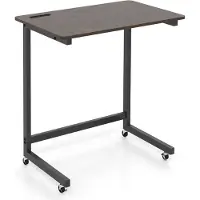 Northix Table d'appoint mobile en forme de C avec roulettes et support pour téléphone