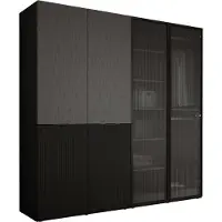 3Xeliving Armoire, noir graphite / verre clair, 2 x 100 x 200 x 51 cm