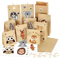 Sonstiges Calendrier de l'Avent à remplir Enfants 24 sacs en papier kraft Calendrier de Noël DIY Animaux de la forêt