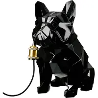Gilde Tischleuchte, Bulldogge, "Geo", Poly, schwarz, VE 1, L. 44 cm, B. 26 cm, H. 46 cm 54847 4063387548479