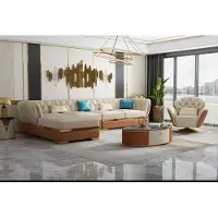 AEA Exklusive Ecksofa Möbel Wohnzimmer Couch Polster Luxus Sofa Eckgarnitur + Sessel