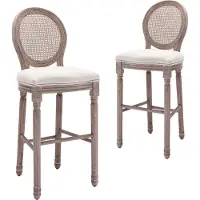 Prolenta Maison Exclusive - Lot de 2 tabourets de bar, lin blanc