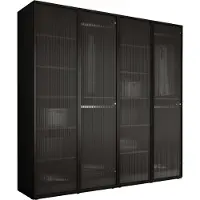 3Xeliving Armoire, noir graphite / verre clair, 2 x 100 x 200 x 51 cm