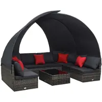 Syfax Salon de jardin 9 pcs avec auvent résine tressée anthracite