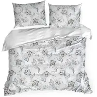 Eurofirany | Parure de lit - Housse de couette - Taie d'oreiller - 220 x 200 cm - blanc - bleu - Linge de lit - à fleurs - en coton