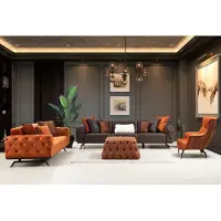 AEA Ensemble canapé quatre places fauteuil trois places canapé orange JVmoebel
