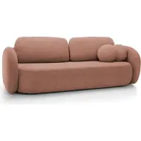 Domo DomoHome Canapé OLIO Canapé-lit avec coffre de lit, coussins décoratifs, fonction pliante, design scandinave, surface de couchage 142x200 cm, pieds noirs, Taille : 238x86x101cm, Couleur : PULVERPINKEL
