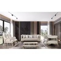 AEA Ensemble de canapés Chesterfield classiques 3+3+1+1 places Canapés de luxe Fauteuils