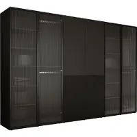 3Xeliving Armoire, noir graphite / verre clair, 3 x 100 x 200 x 51 cm