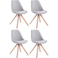 BellaFurn Set de quatre chaises visiteurs en tissu - chaises hôte - excellent confort d'assise | Couleur : Gris | Couleur des vêtements : Naturel