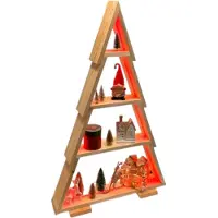 Aa Sapin de Noël en bois massif, 110 cm, éclairage RGB avec télécommande
