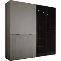 3Xeliving Armoire, gris platine / beige sable, 2 x 100 x 200 x 51 cm