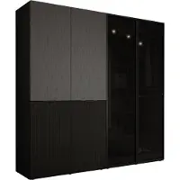 3Xeliving Armoire, noir graphite, 2 x 100 x 200 x 51 cm
