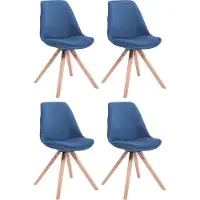 BellaFurn Set de quatre chaises visiteurs en tissu - chaises hôte - excellent confort d'assise | Couleur : Bleu | Couleur des vêtements : Naturel